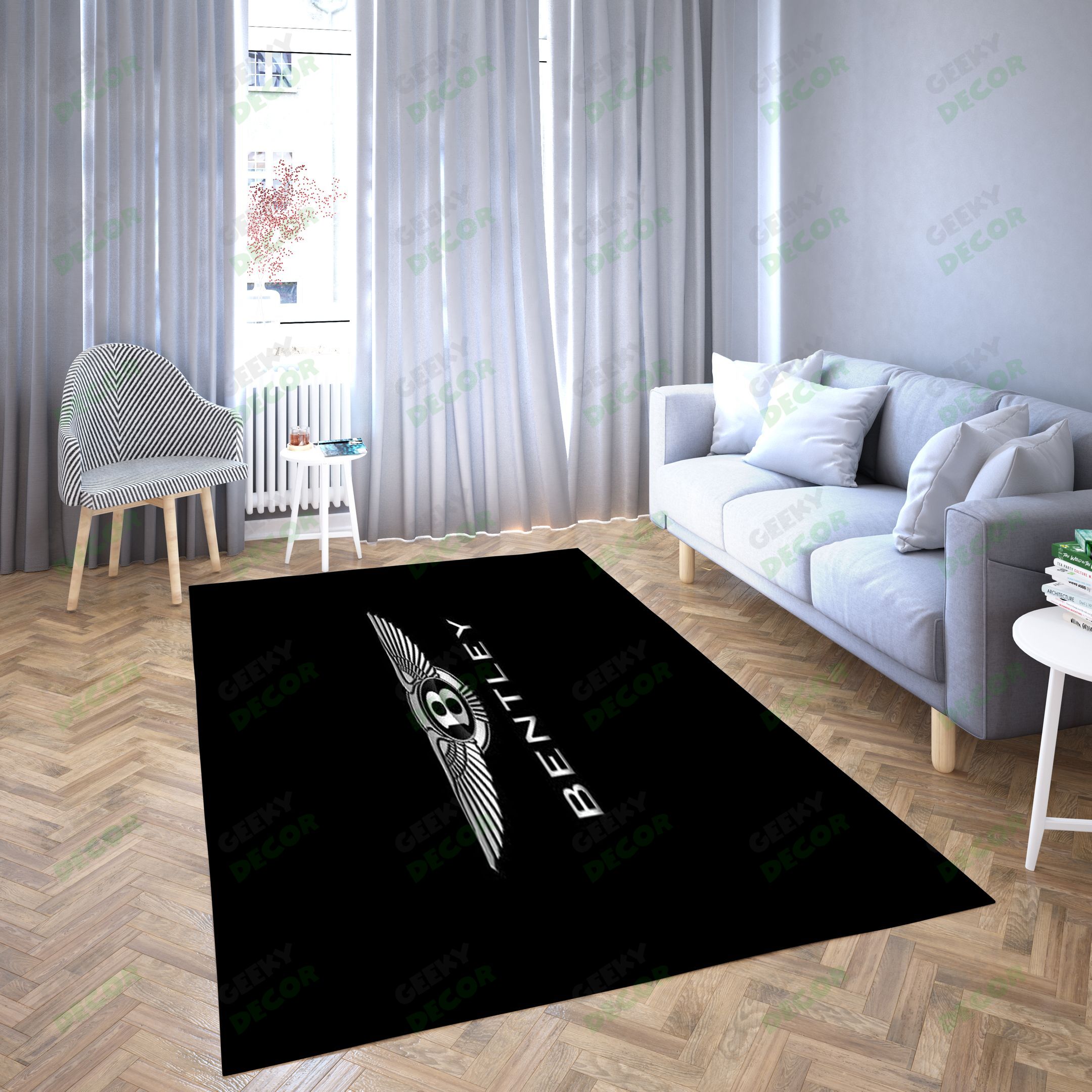 Bently Logo Black Carpet Living Room – Area Rug