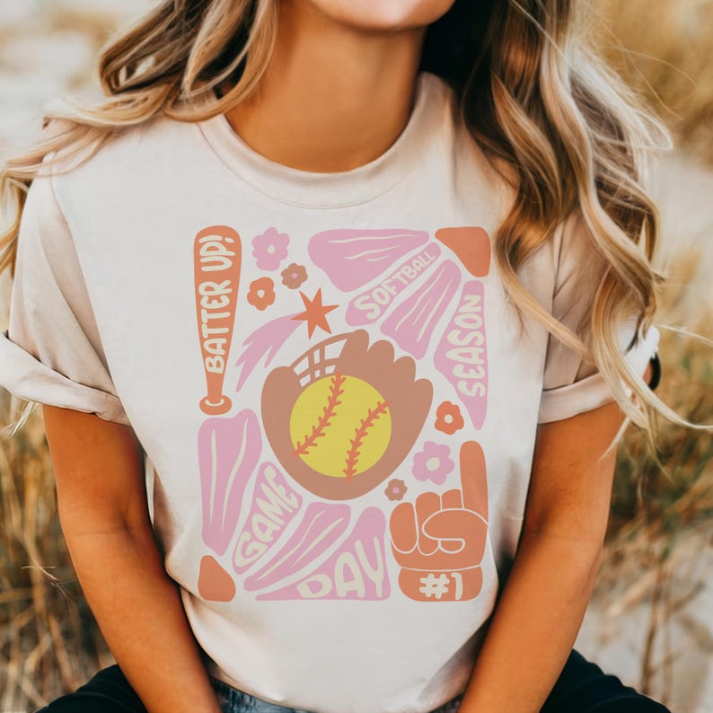Retro Softball T-Shirt | Pinky Peach | Game Day | Unisex