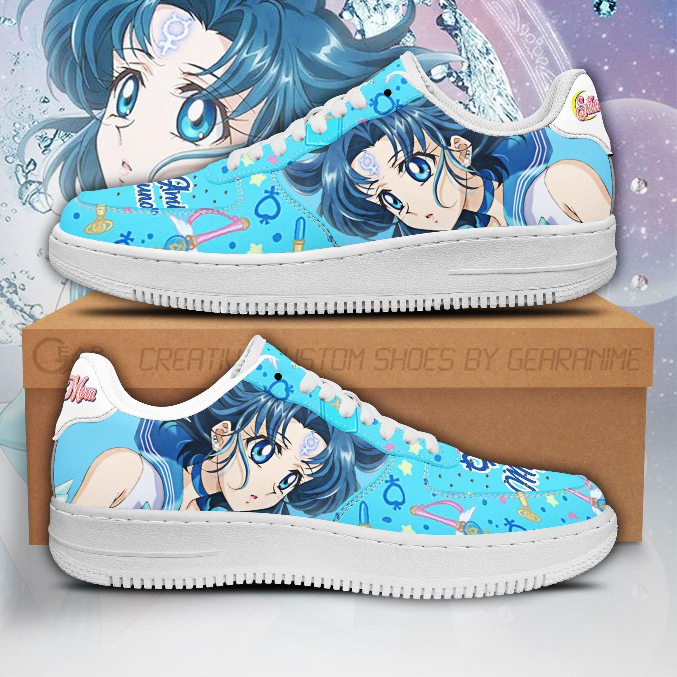 Sailor Mercury Sailor Moon Air Force Shoes Sneakers Custom Anime