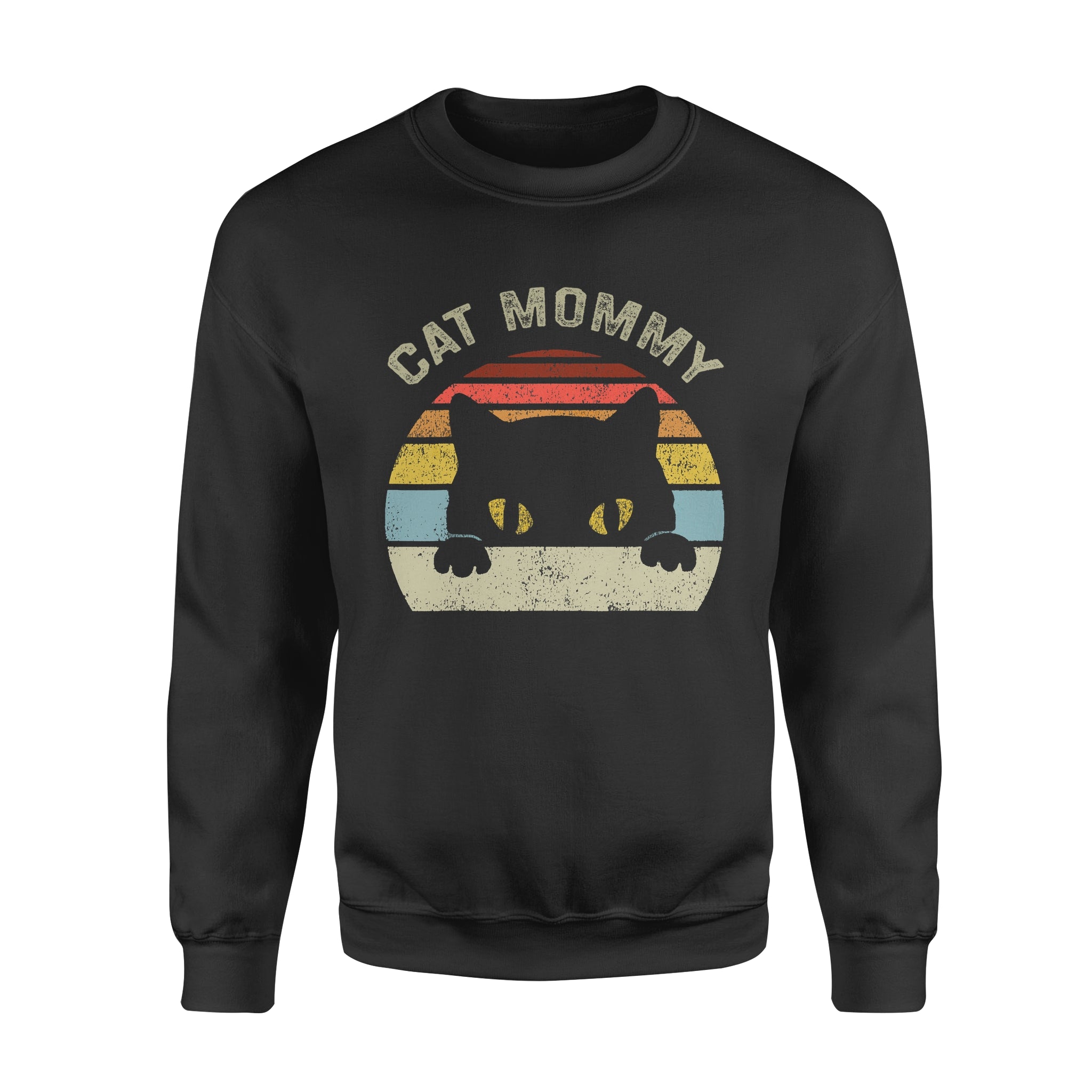 Cat Mommy Women Vintage Retro Black Cats Mom Mother’s Day – Standard Crew Neck Sweatshirt