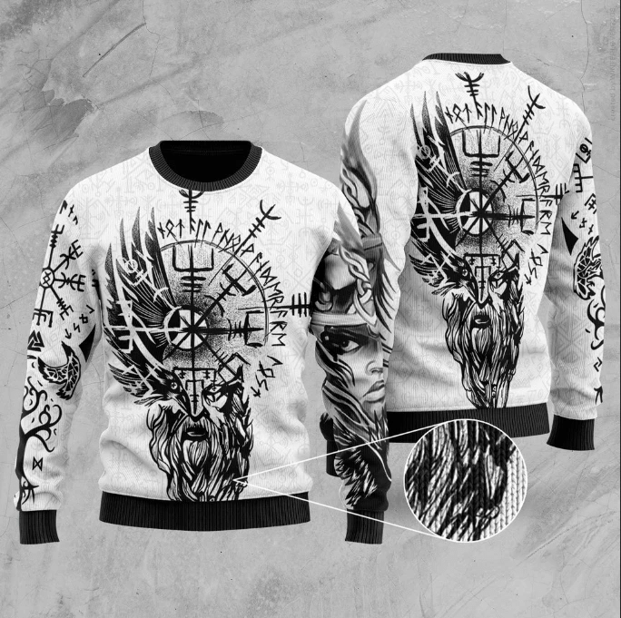 Viking Valkyrie Odin’S Raven Valknut Ugly Christmas Sweater | For Men & Women | Adult | Us6089