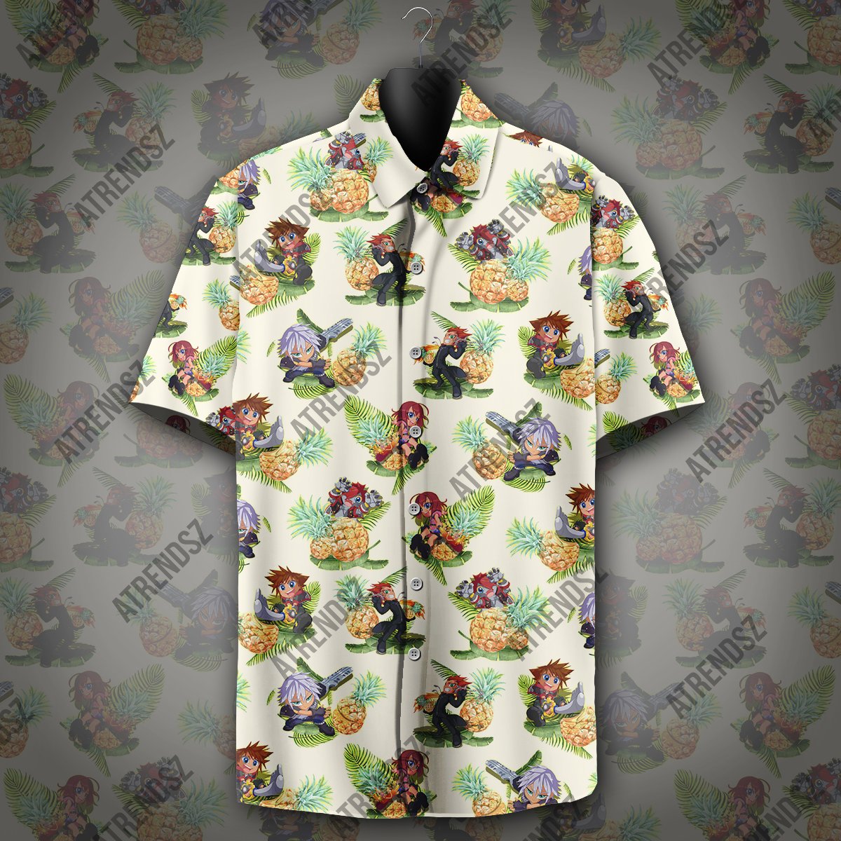 Unifinz Kingdom Hearts Hawaii Shirt Sora Riku Kairi Pineapple Pattern Aloha 2022 Ha102704