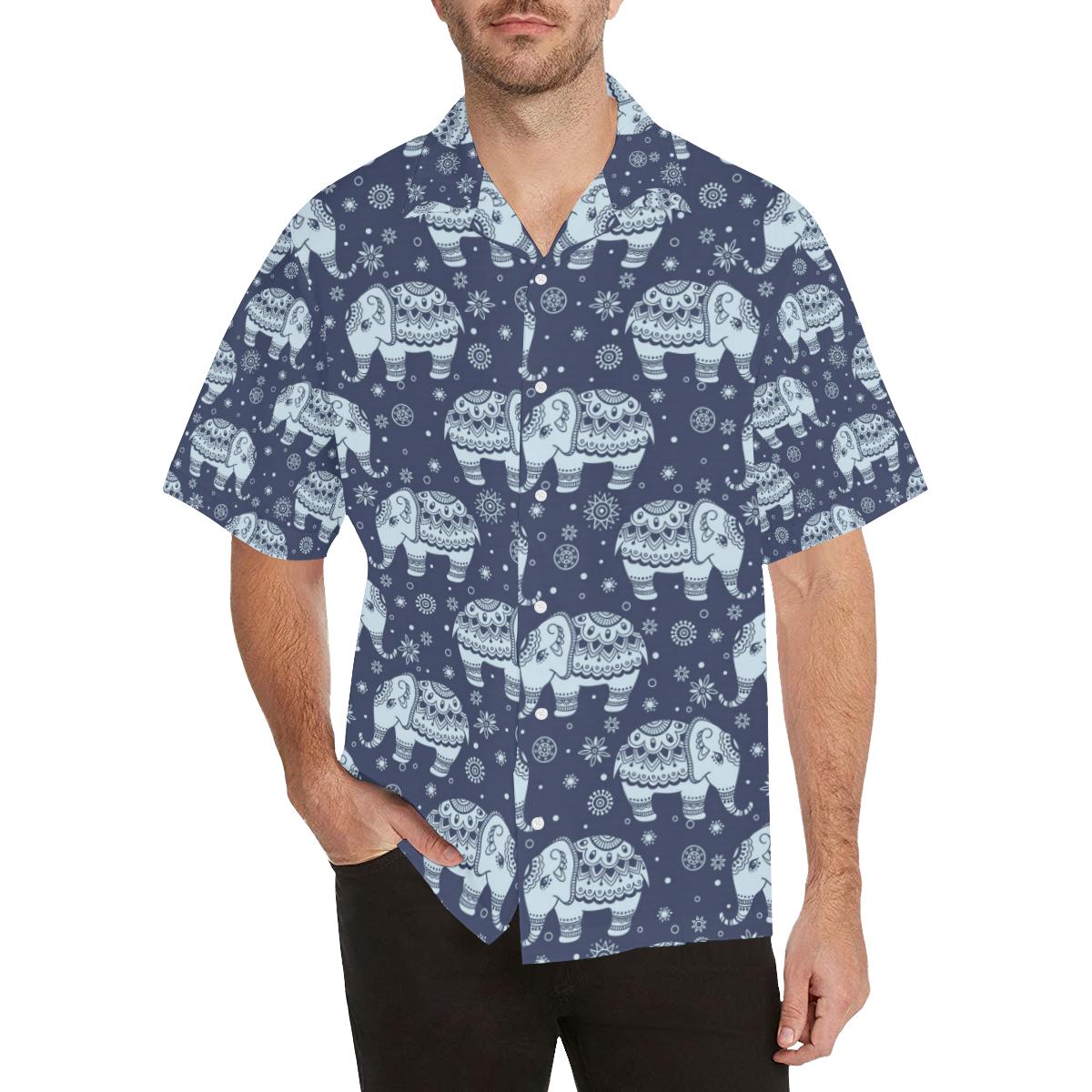 Elephant tribal design pattern Men’s All Over Print Hawaiian Shirt