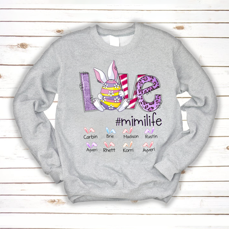 Love Bunny Grandma Life Custom Names Sweatshirt