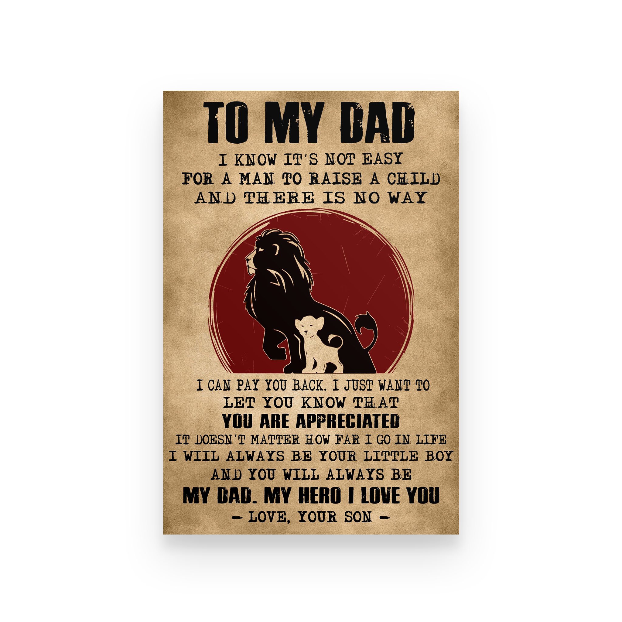 Poster lion son for dad i know it’s not easy for a man