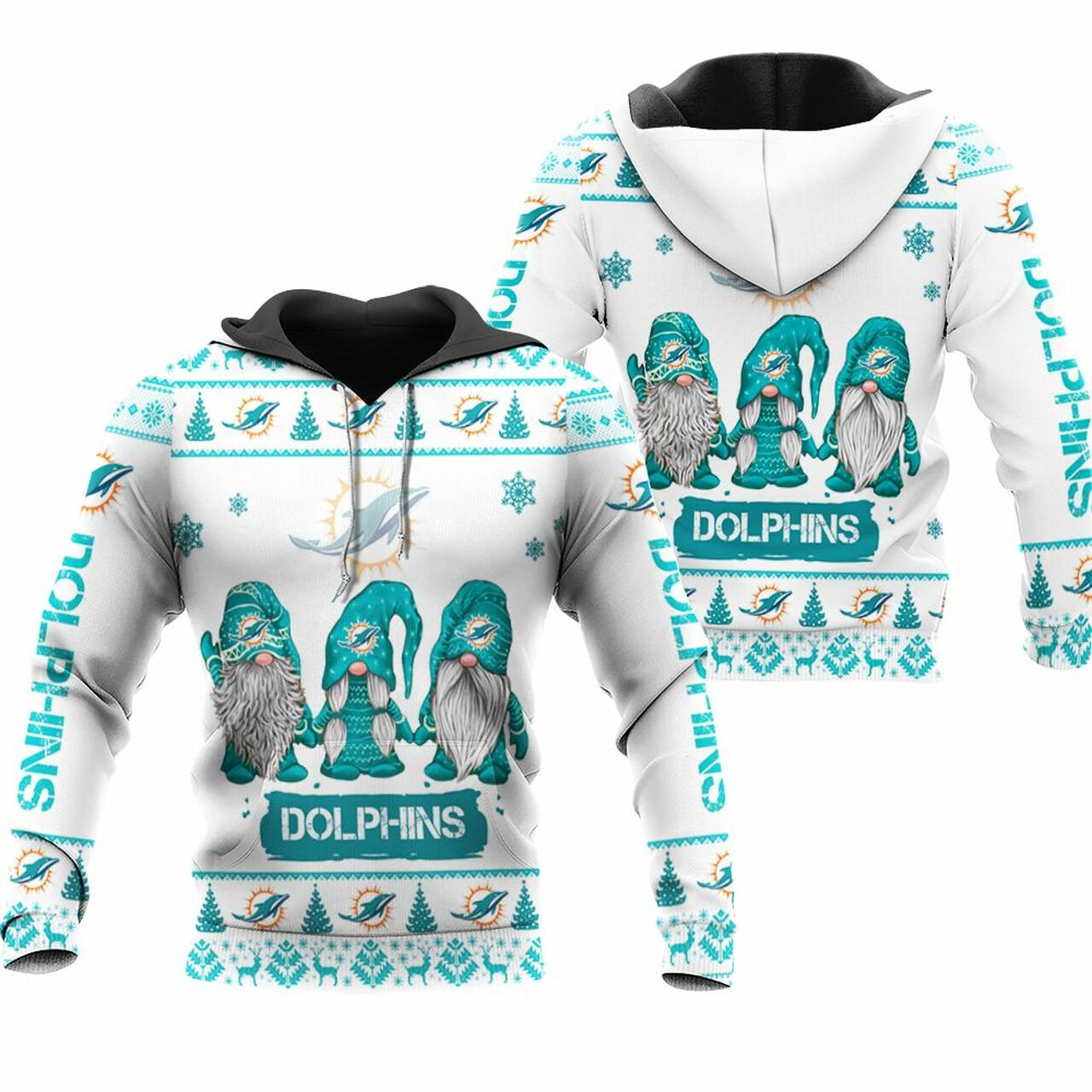 Christmas Gnomes Miami Dolphins Ugly Christmas 3D Printed Sweatshirt 3D 3D Hoodie Sweater Tshirt Model 1193