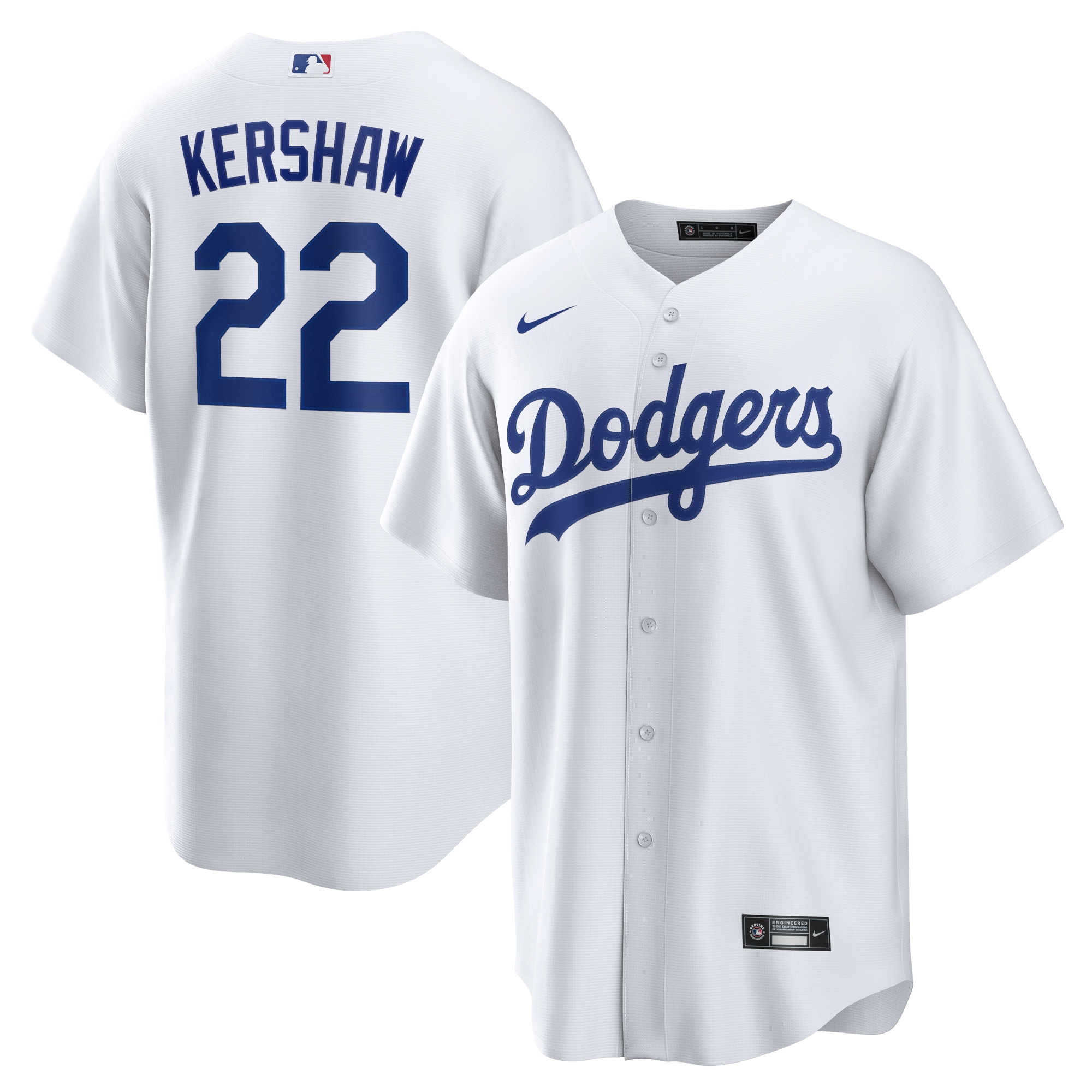 Clayton Kershaw Los Angeles Dodgers Home Replica Player Name Jersey – White