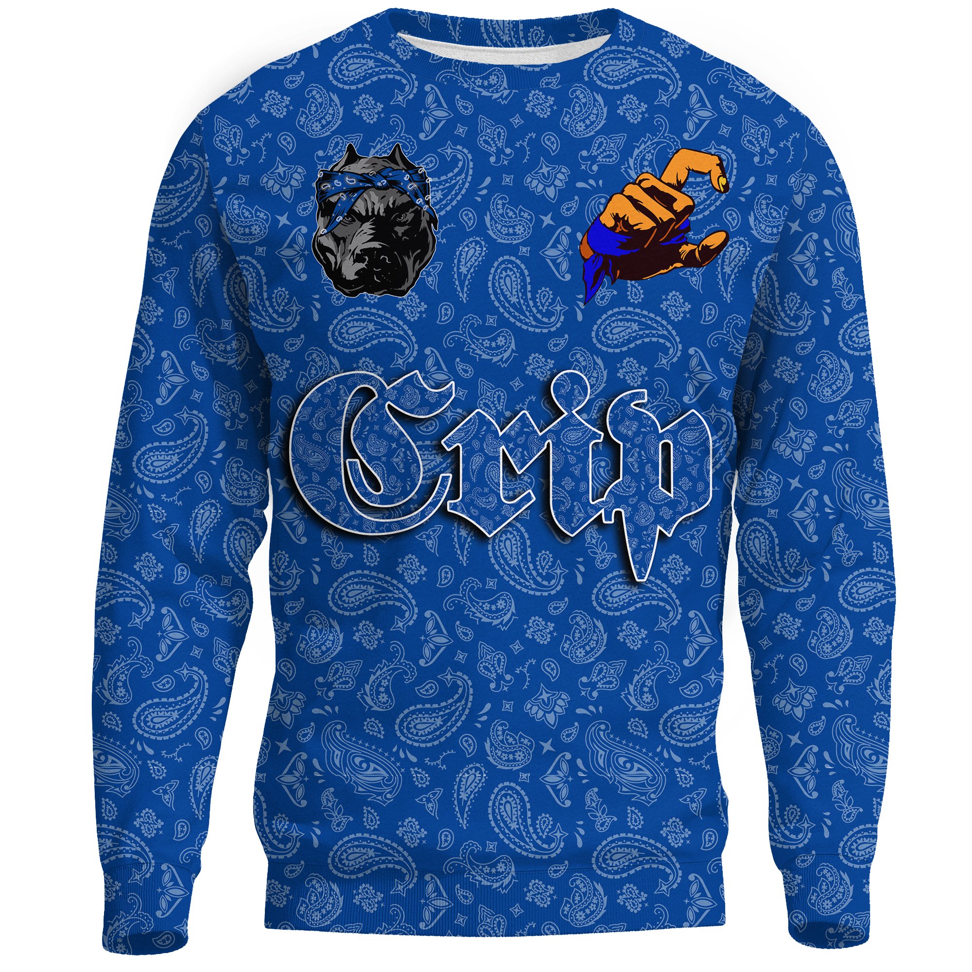 (Custom) Crips Gang Sweatshirt Blue Bandana A31