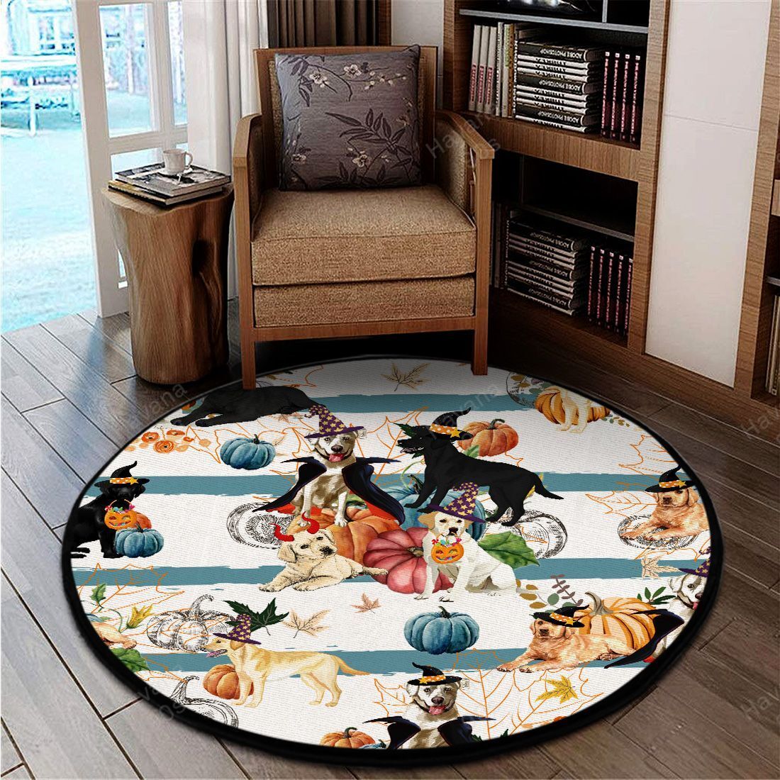 Labrador Retriever Rug Halloween Pumpkin Retro