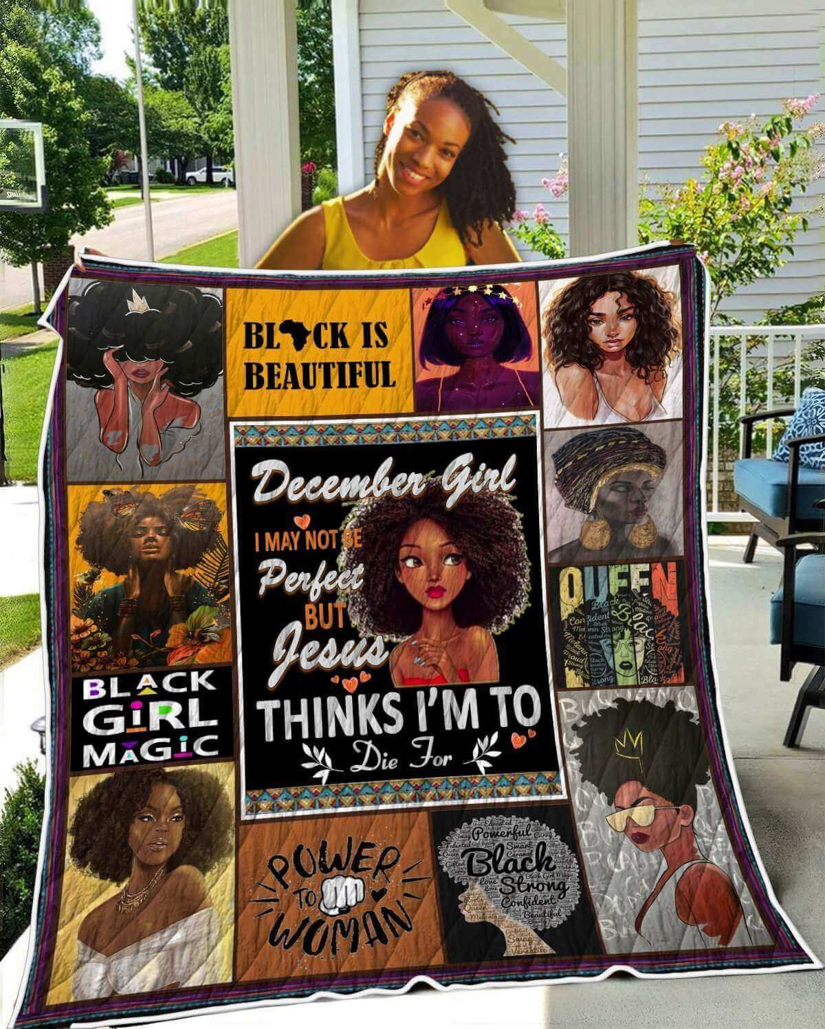 African Quilts December Girl Pretty Afrocentric Lady African Style Gift Idea WBG2813