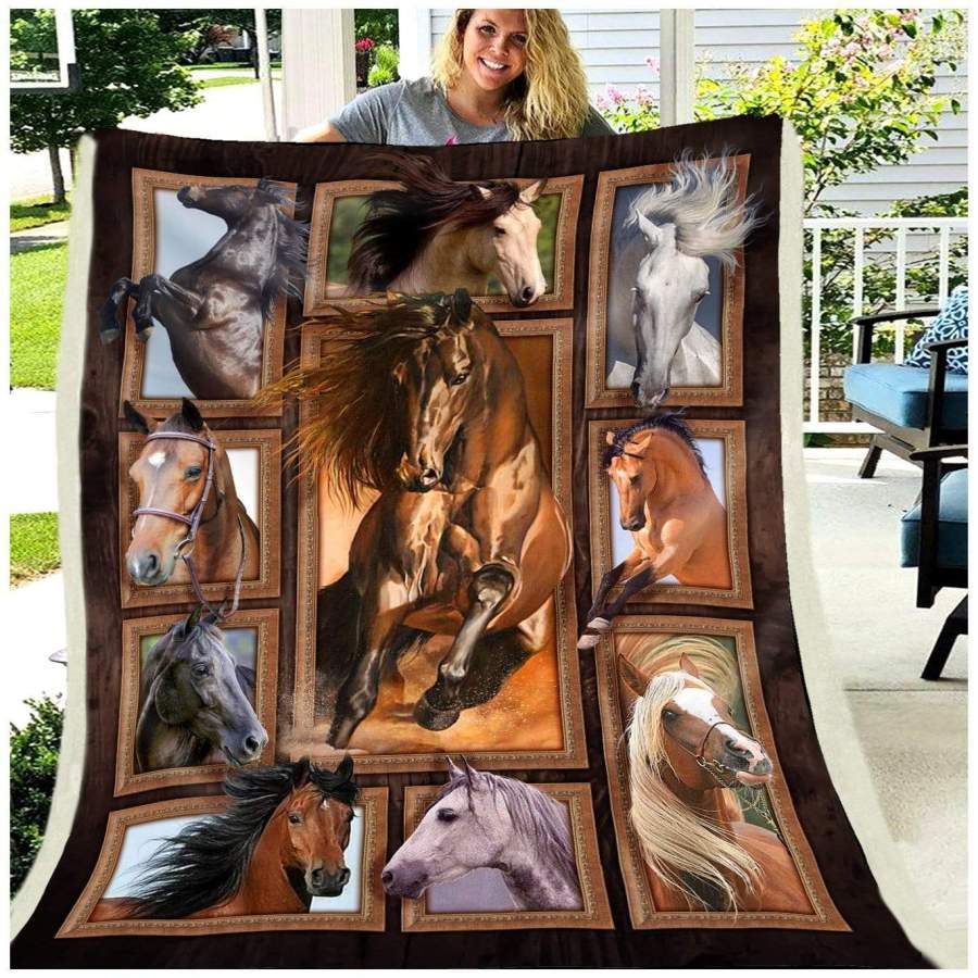 Cute Horses Blanket Gift For Horse Lovers