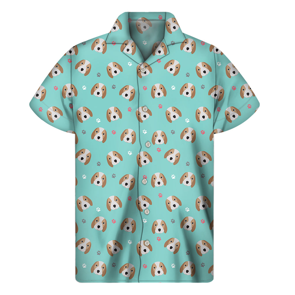 Adorable Beagle Puppy Pattern Print Men’S Short Sleeve Shirt