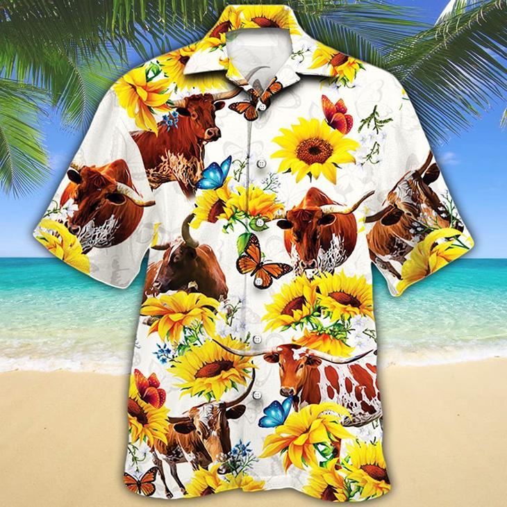 Texas Longhorn Sun Flower Aloha Hawaiian Shirt | For Men & Women | Hw9663