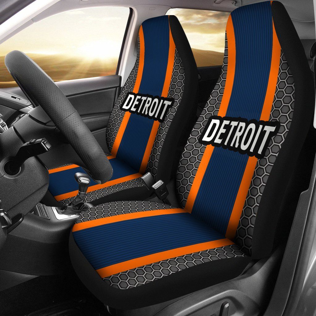 Detroit Tigers Inspired Sports Stripe Auto Seat Covers SUV Seat Covers Truck Seat Covers (Set of 2)