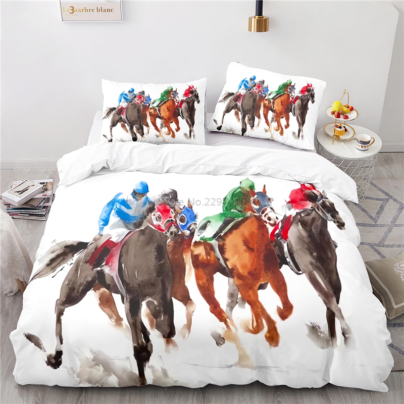 Beauty Horse Art Paintings Bedding Set 3D Elegant Duvet Cover Set With Pillowcase Single Double Queen King Size For Home Decor