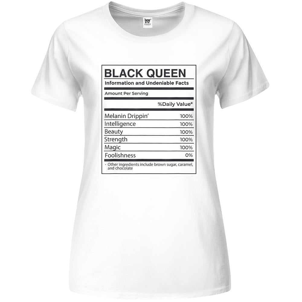 Nutritional Facts Shirt, Nutritional Facts Premium Womens T Shirts, Black Queen Nutrition Facts, Black Queen Nutritional Information Facts Melanin Meme Premium Womens T Shirts