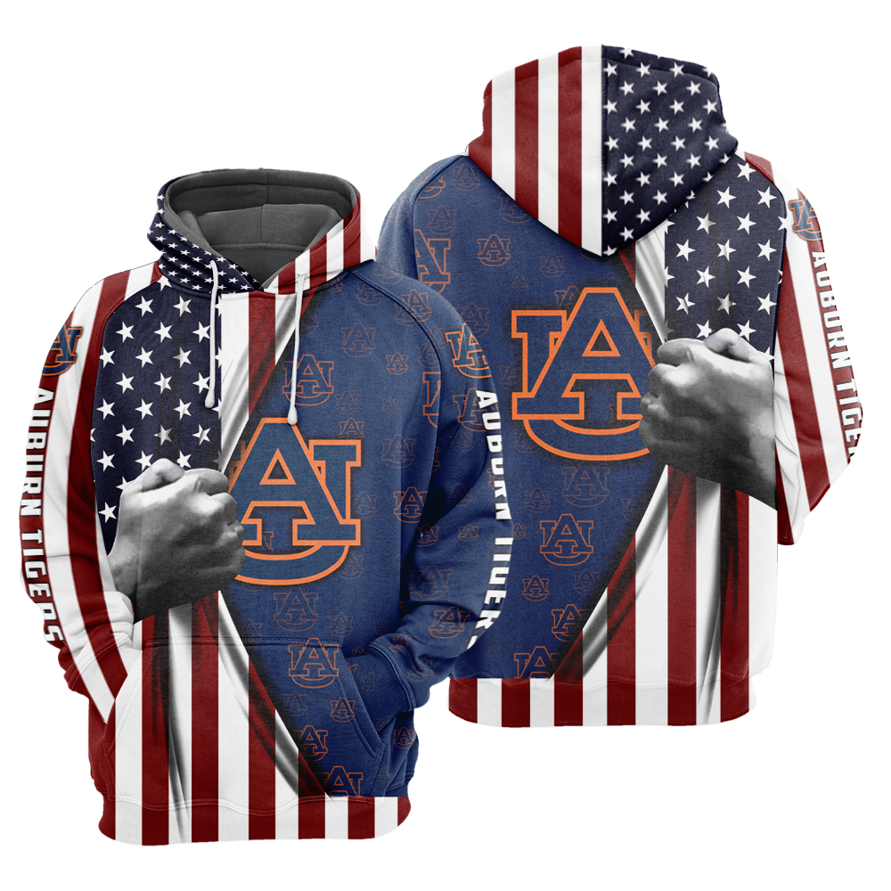 Auburn Tigers American Flag Men And Women 3D Full Printing Hoodies Zip Hoodie Sweatshirt T Shirt