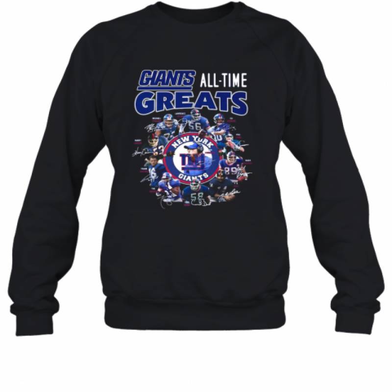 New York Giants Football All Time Greats Players Signatures Sweatshirt