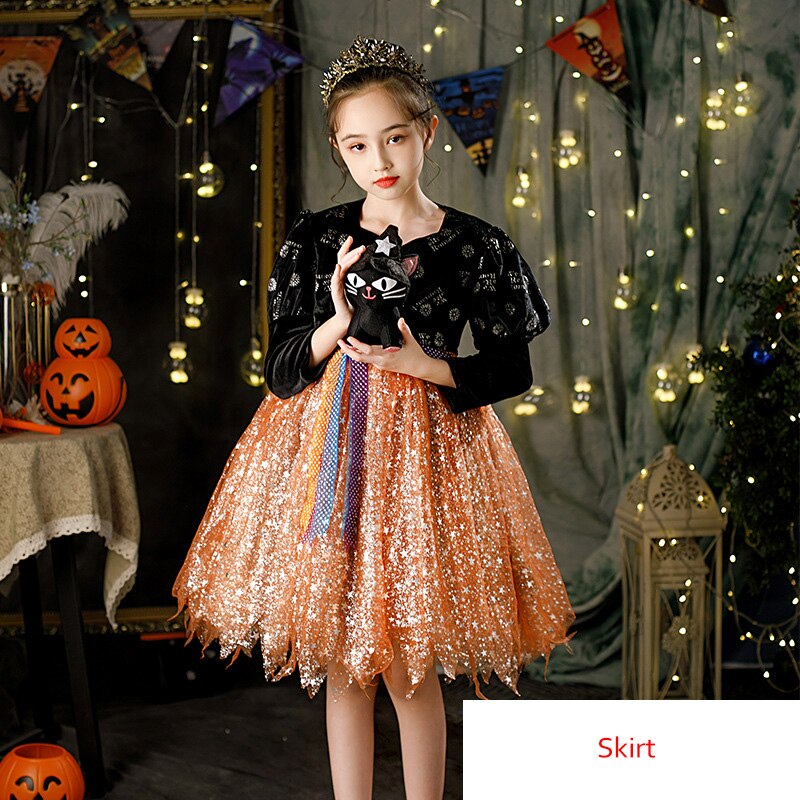 2022 New Halloween Dresses Cosplay Costume Halloween Vampire Light Up Dress Girl Little Witch Dress Charming Lolita Prom Dresses alx