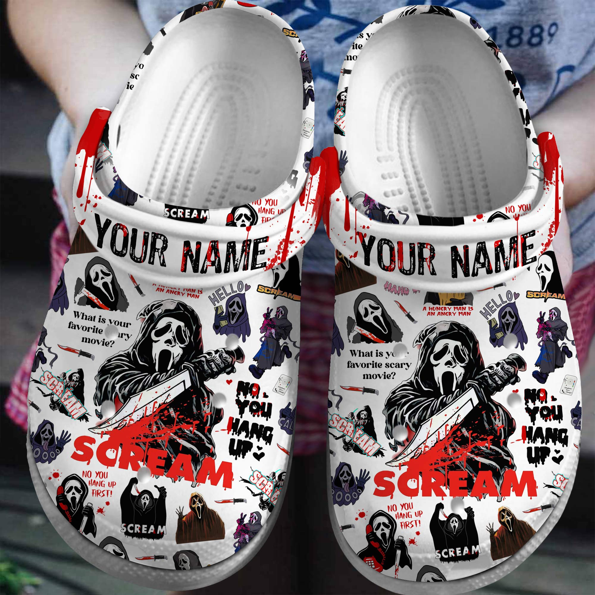 Scream Movie Halloween Crocs Crocband Clogs Shoes Comfortable For Men Women and Kids