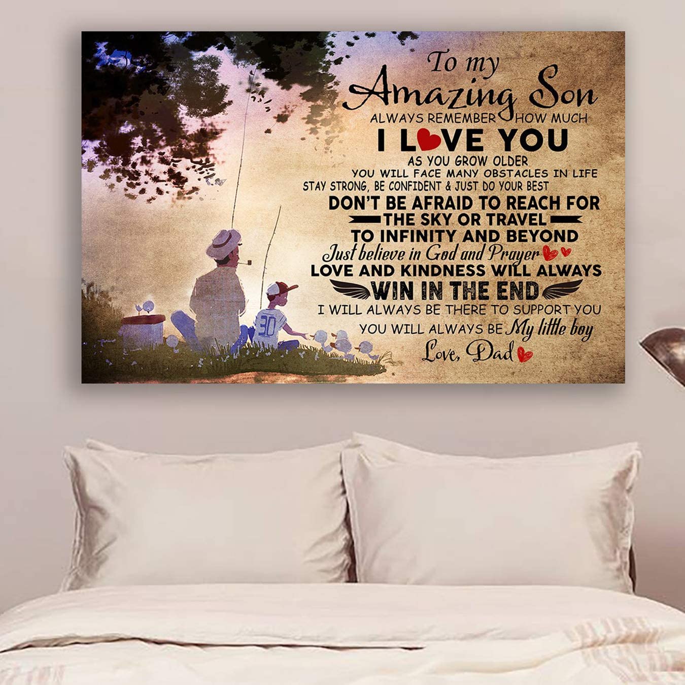 Poster for Room Aesthetic -Command Strips Wall Decor – Hn129 Family Poster – Dad to Son – Always Remember How Much I Love You