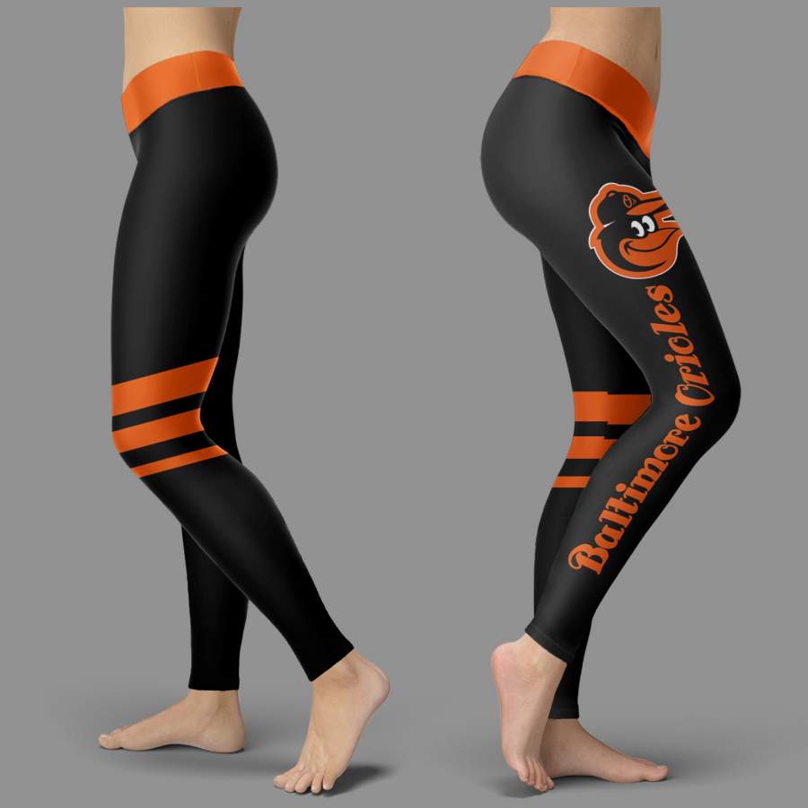 Through Great Logo Spread Body Striped Circle Baltimore Orioles Leggings