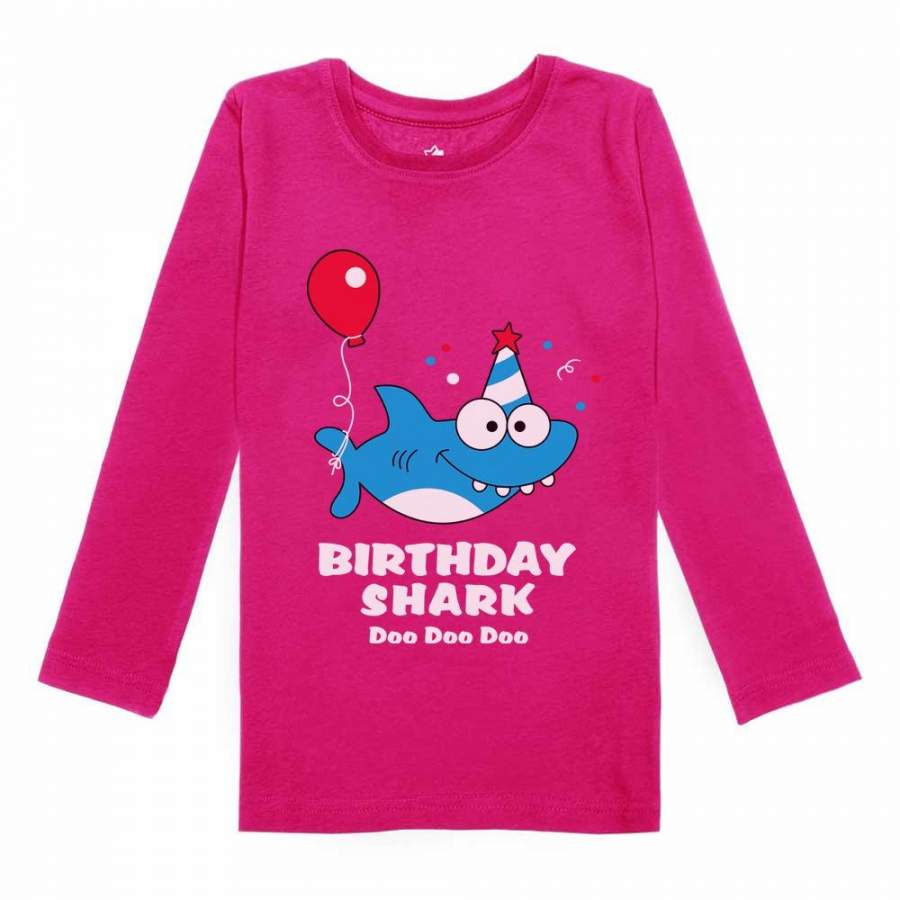 Birthday Shark Doo Doo Song Funny Gift Toddler Girls Fitted Long Sleeve T-Shirt