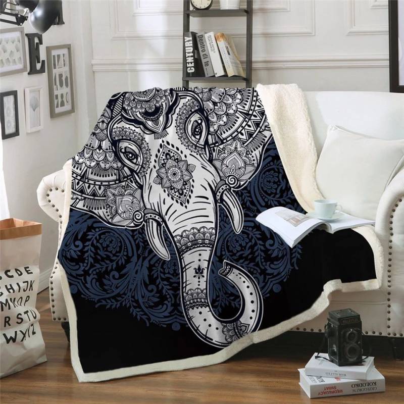 Purple Boho Elephant Mandala CLH2511388F Sherpa Fleece Blanket