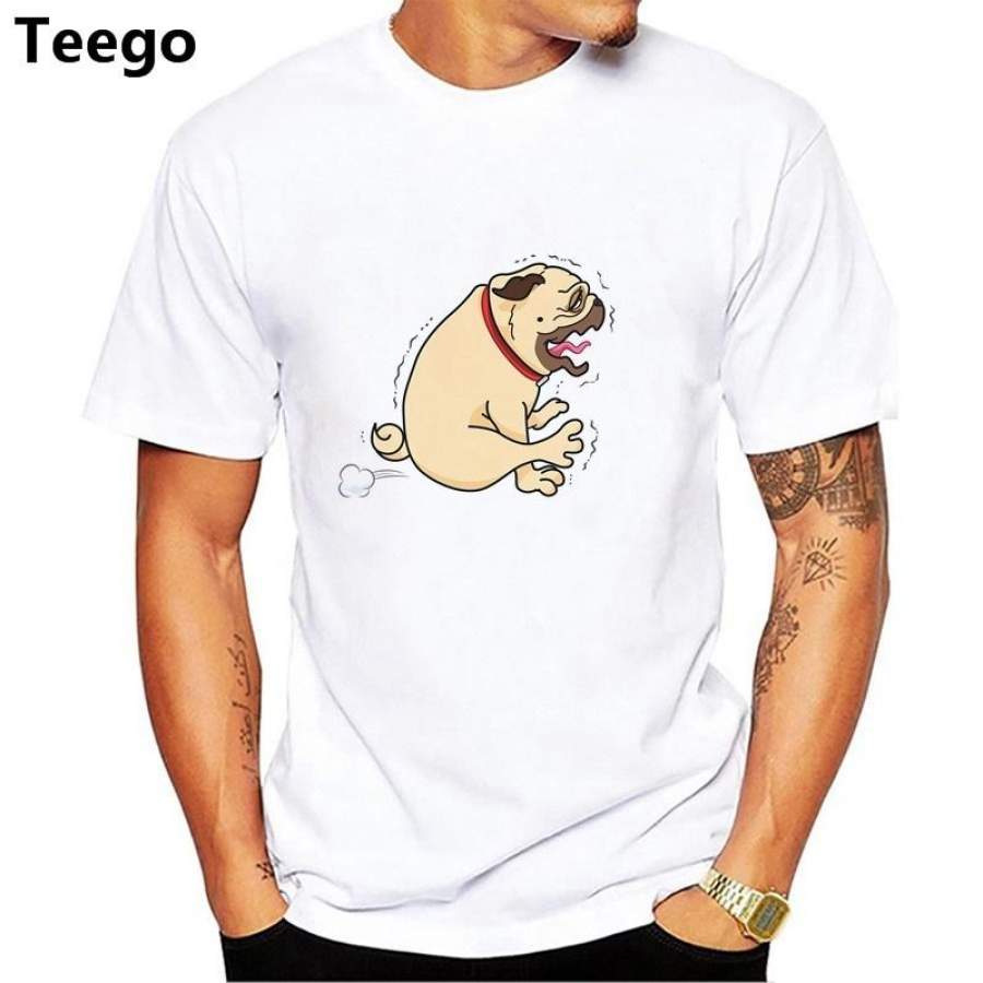 Short Sleeve Hipster Dog Happy Pug Graphic Men’s T-shirt