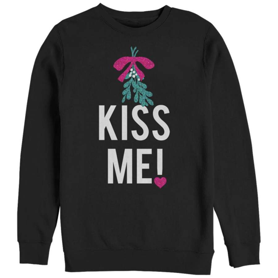 CHIN UP Women’s Christmas Kiss Me Mistletoe  Sweatshirt Black S