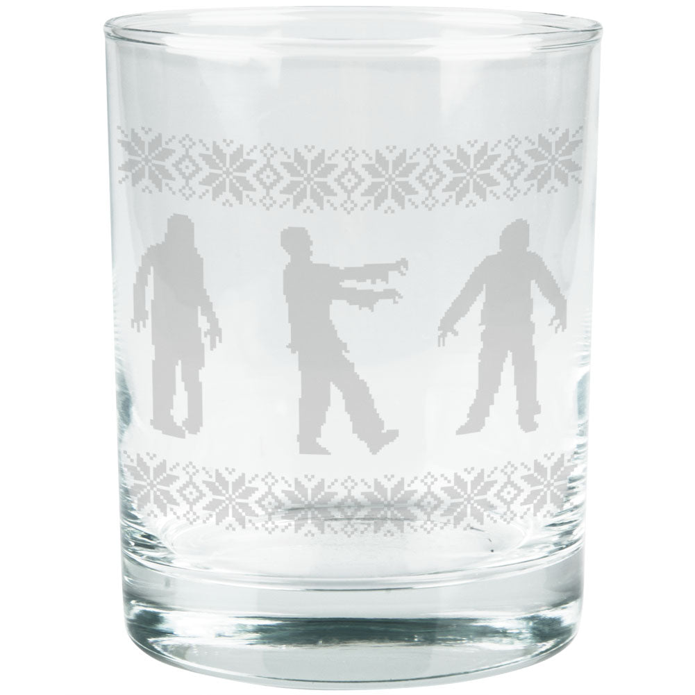 Zombie Ugly Christmas Sweater Etched Glass Tumbler