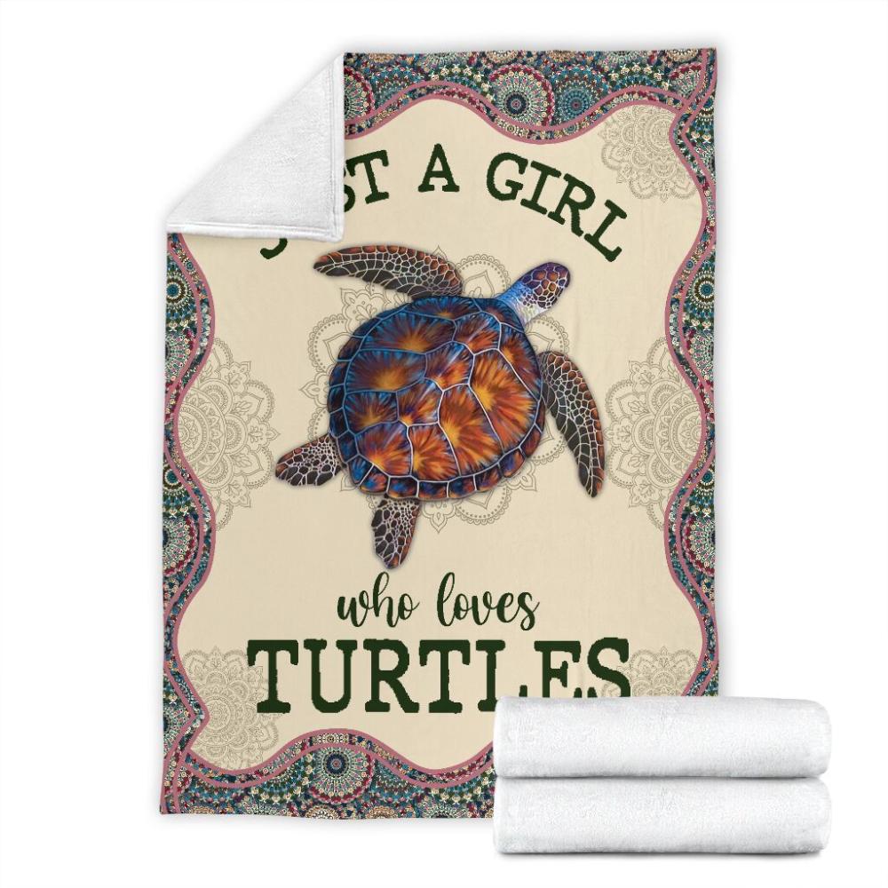 Animal Turtle Just A Girl Mandala Fleece Blanket Family Gift Home Decor Bedding Couch Sofa Soft And Comfy Cozy