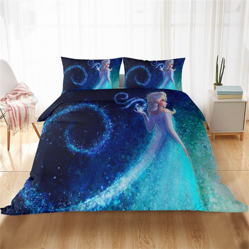 3D Printed Bedding Set Frozen Elsa Anna Princess King Bed Duvet Cover Pillowcases For 0.9M-2M Bed