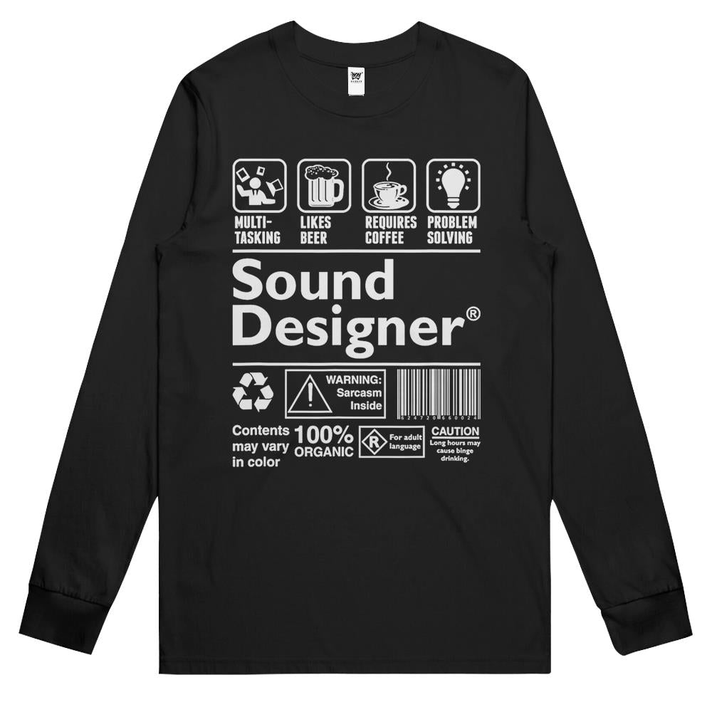 Sound Designer Warning Label Long Sleeve T Shirts