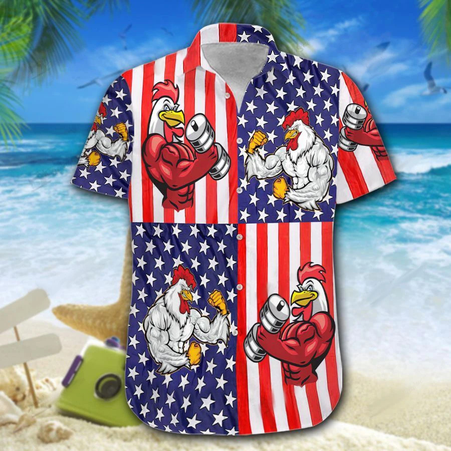 American Flag Chicken Rooster Fight Hawaii Shirt Unisex Adult Ha84871