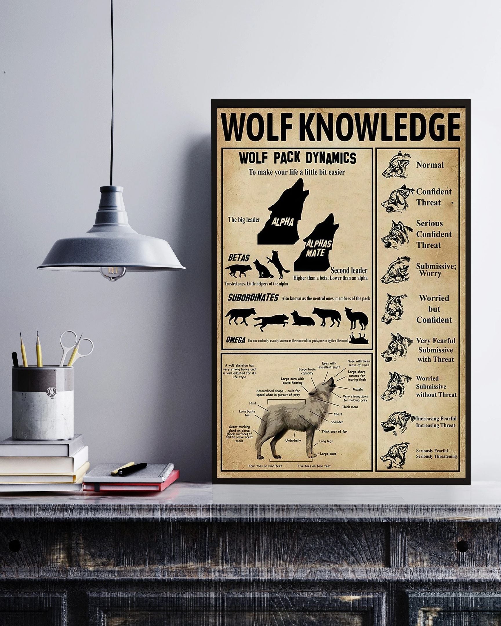 Wolf Pack And Anatomy Knowledge Canvas Poster Wall Art