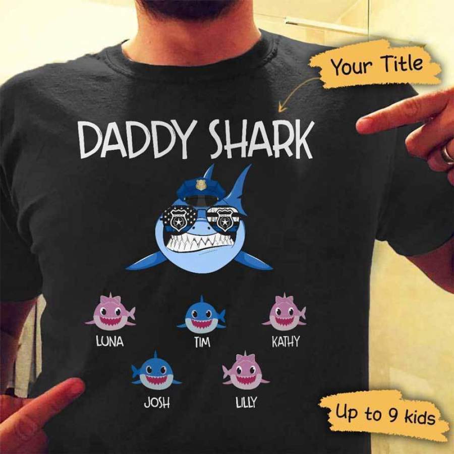 TBL – Daddy Shark Police Hat Personalized Shirt