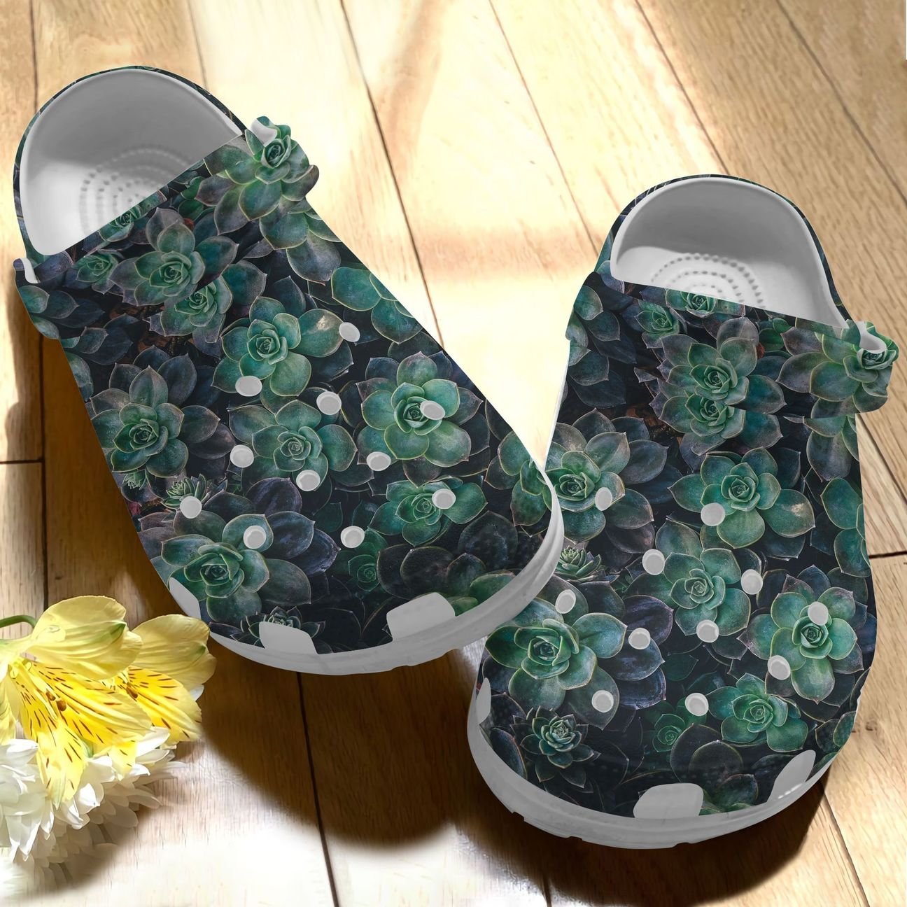 Cactus Personalize Clog, Custom Name, Text, Fashion Style For Women, Men, Kid, Print 3D Whitesole Cactus Garden