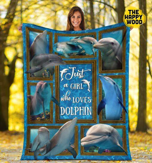 Dolphin 3D Frames Wood Premium Blanket