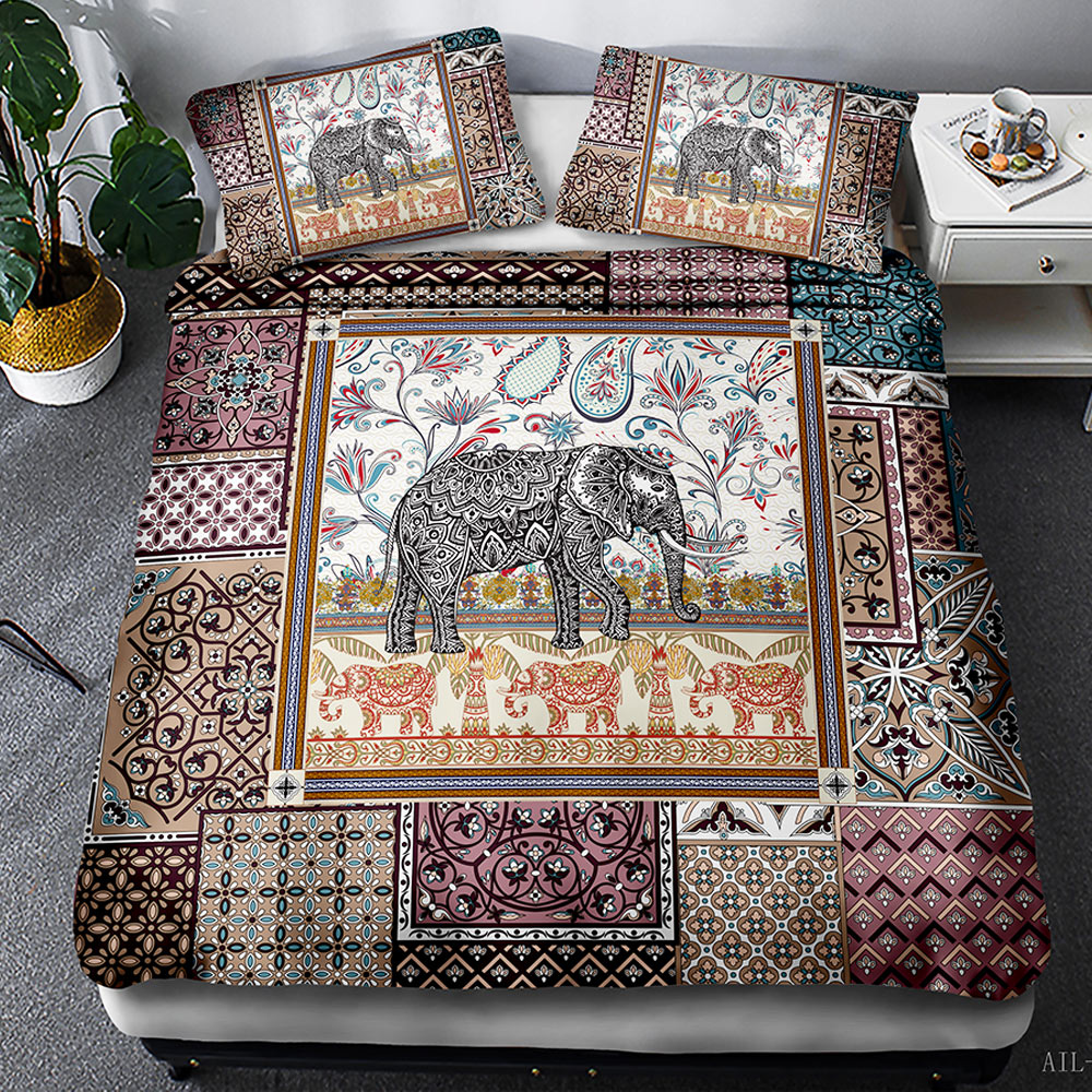 3D Printed Bohemia Indian Elephant Bedding Set Luxury Duvet Cover Sets With Pillowcase Bed Set Twin King Size Queen