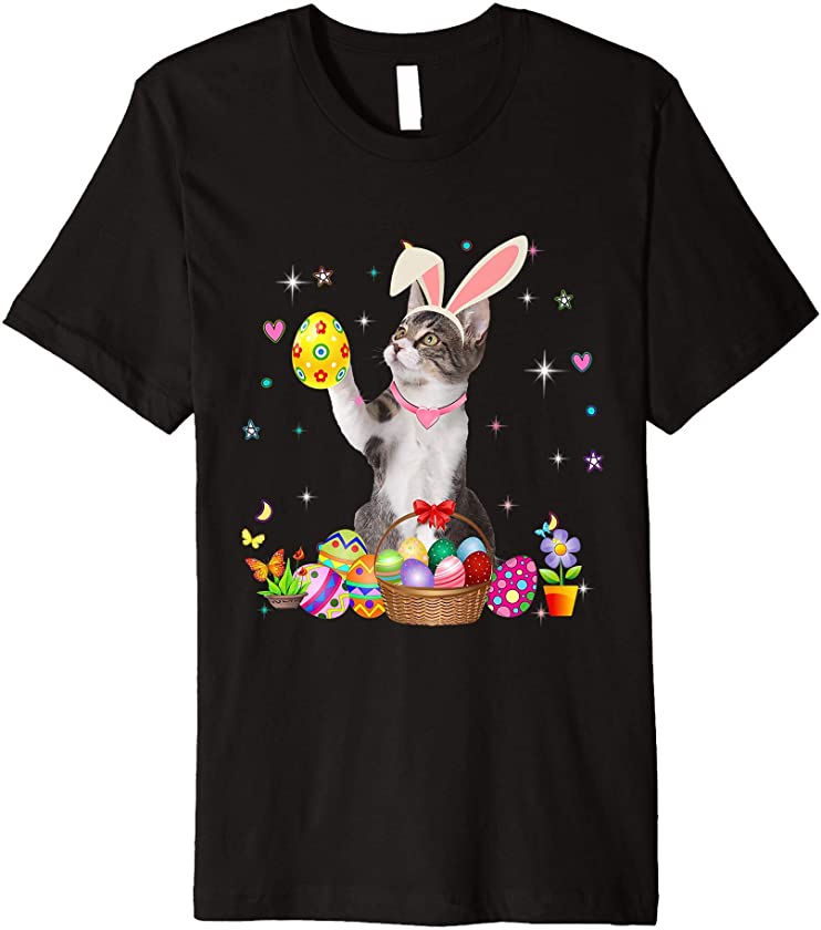 Cute Cat Easter Day Bunny Eggs Costume Gift Mens Womens Kids Premium T-Shirt