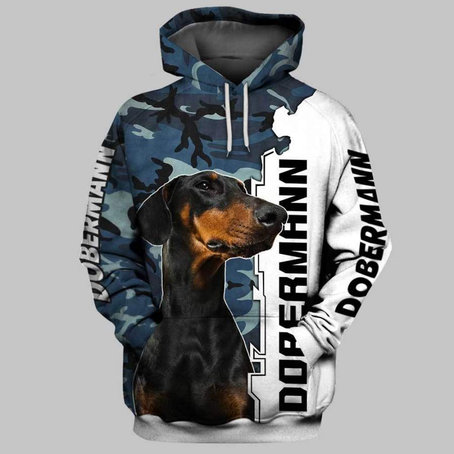DOBERMAN Dog Camo 3D Hoodie Full Printing