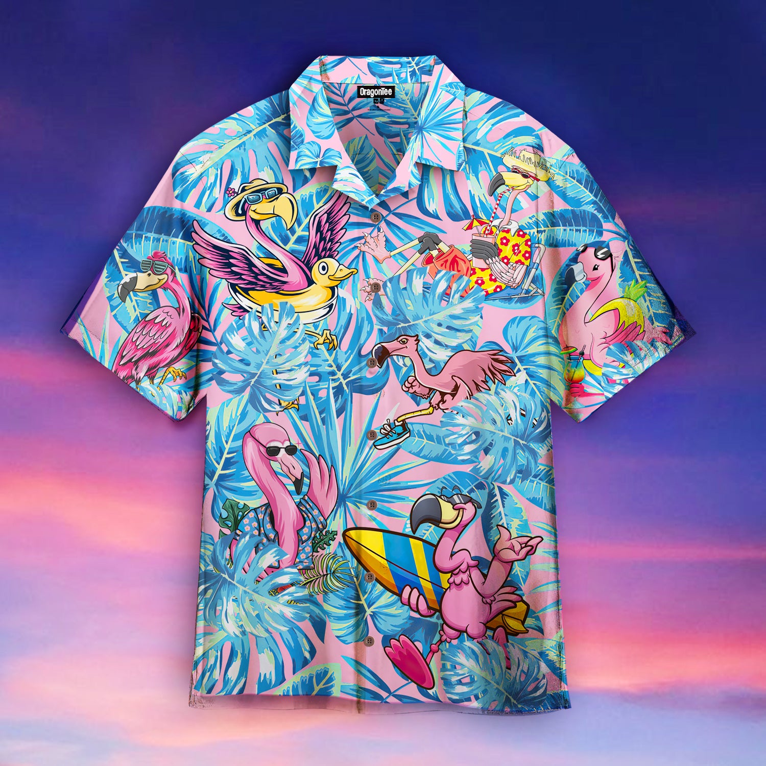 Oragontee Flamingo Tropical Funny Hawaii Shirt For Men Women Adult Ha33363