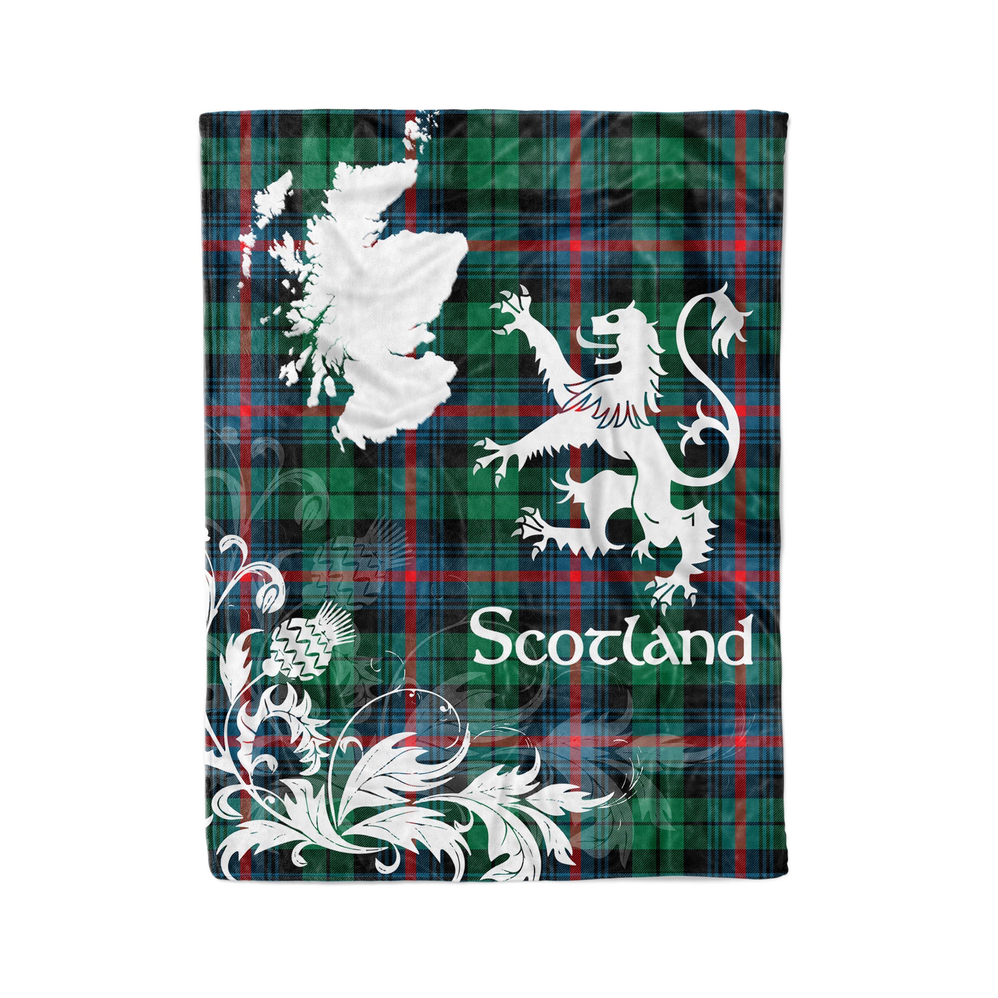 Tartan Plaid Fleece Blanket Tartan Blanket Thistle And Lion Scottish Clan Urquhart Broad Red Ancient Plaid Blanket