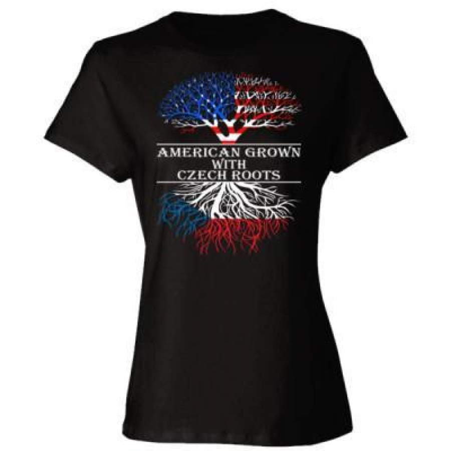 AGR American Grown With Czech Roots – Ladies’ Cotton T-Shirt