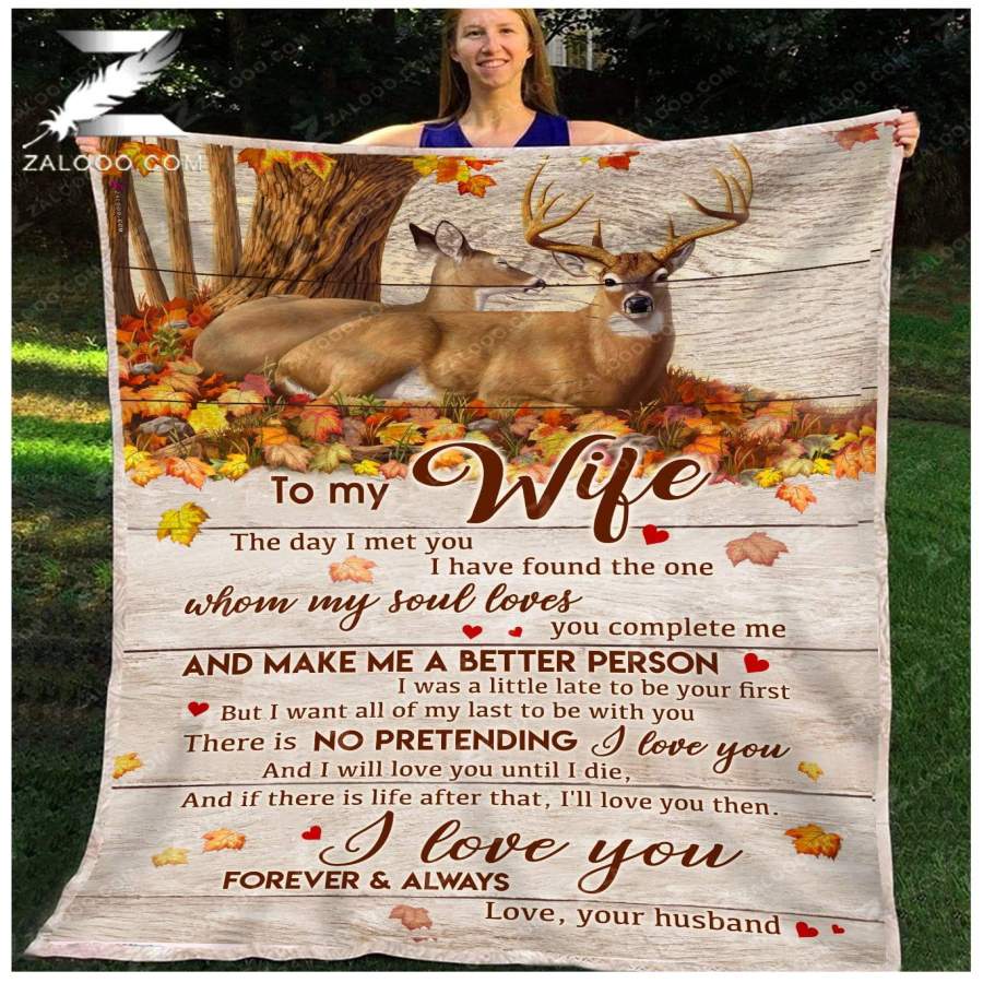 Zalooo – Custom Fleece Blanket – To my Wife – DEER – I have found the one whom my soul loves