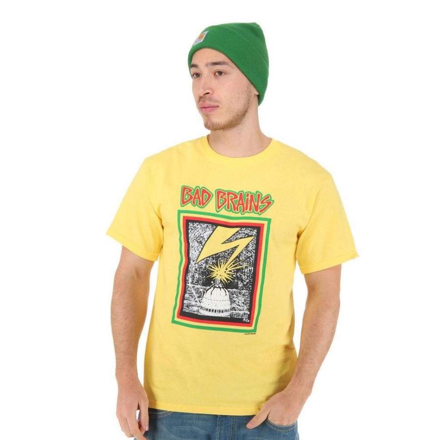 Bad Brains Capitol T-Shirt Yellow Men’S Fashion Short Sleeves Cotton Tops Clothing