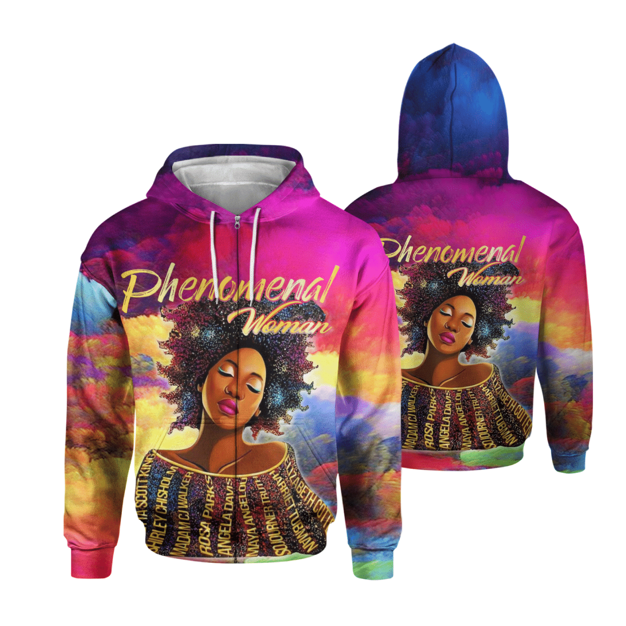 Phenomenal Woman Art Black Girl African American 3D Zip Hoodie