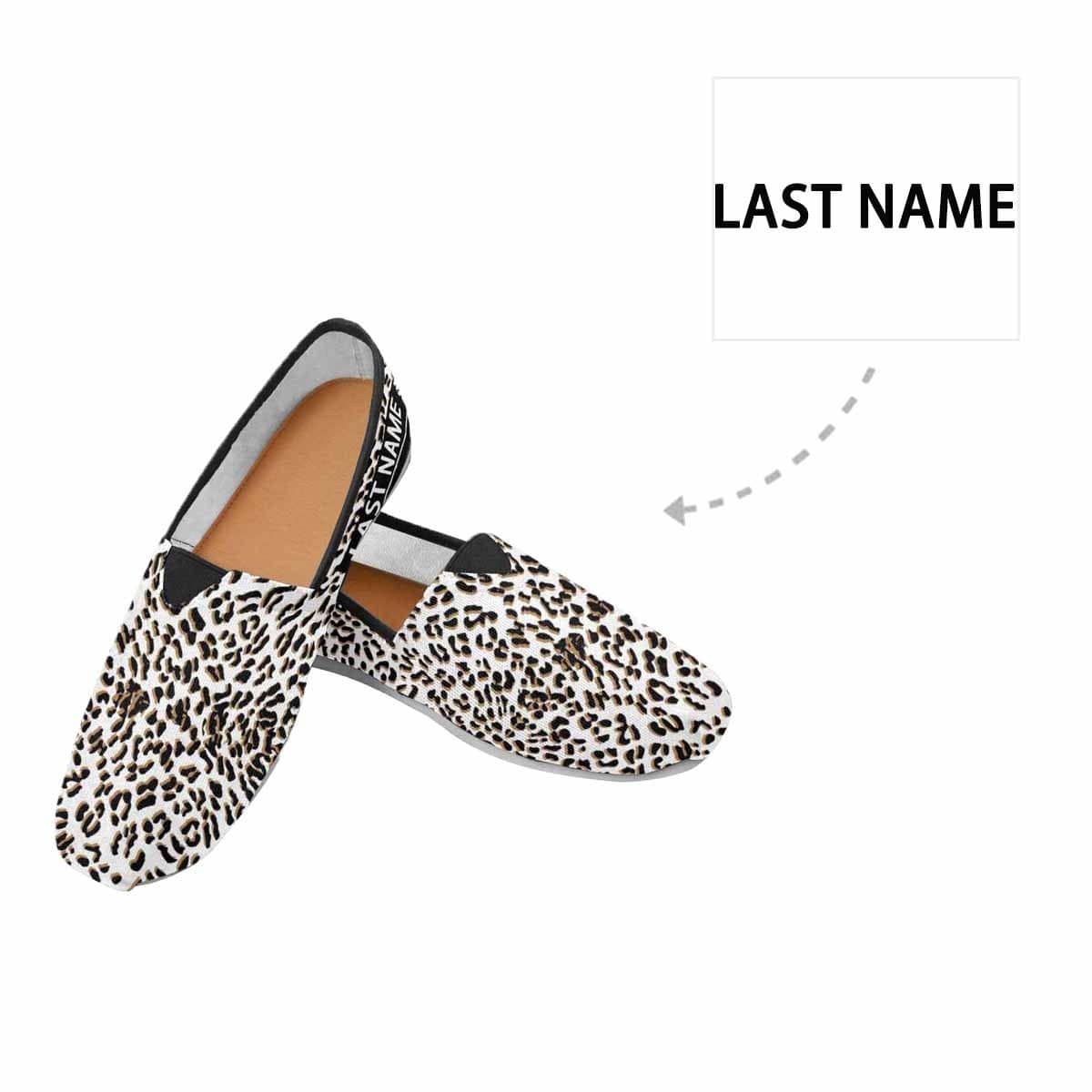 Custom Name Black Leopard Casual Canvas Women’S Shoes