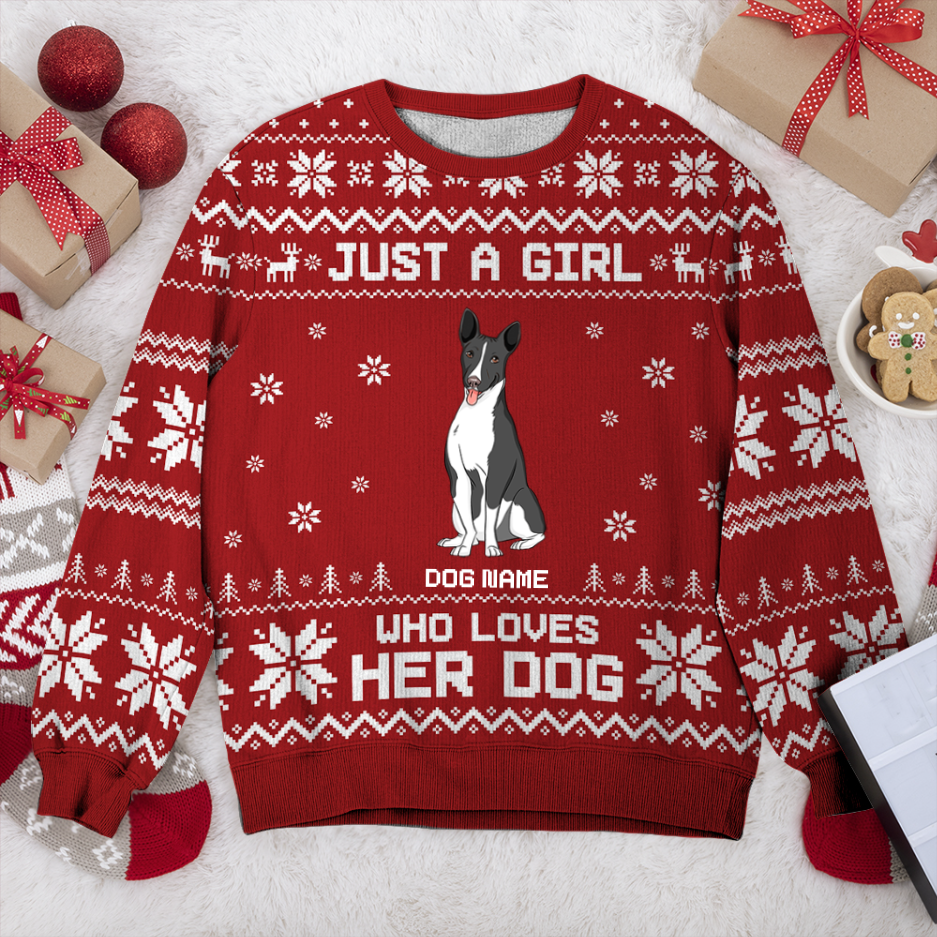 Basenji Just A Girl Personalized Sweater, Dog Ugly Christmas Sweater